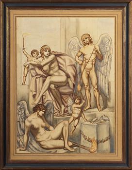 JOSEF SVANLUND, akvarell. Signerad och daterad 1923.