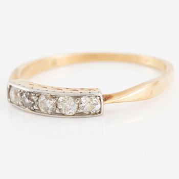 Ring, 18K gold with five old-cut diamonds.