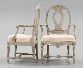 A pair of Gustavian armchairs by M. Lundberg, master 1775.