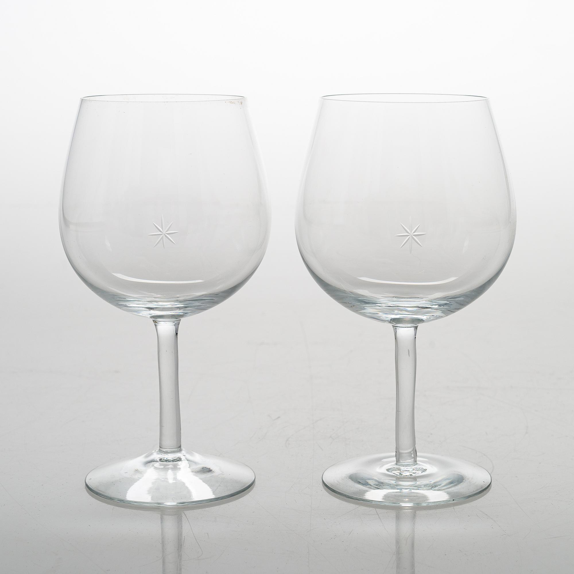 Signe Persson-Melin, a set of 6 wine glasses "Bouquet". Kosta Boda.