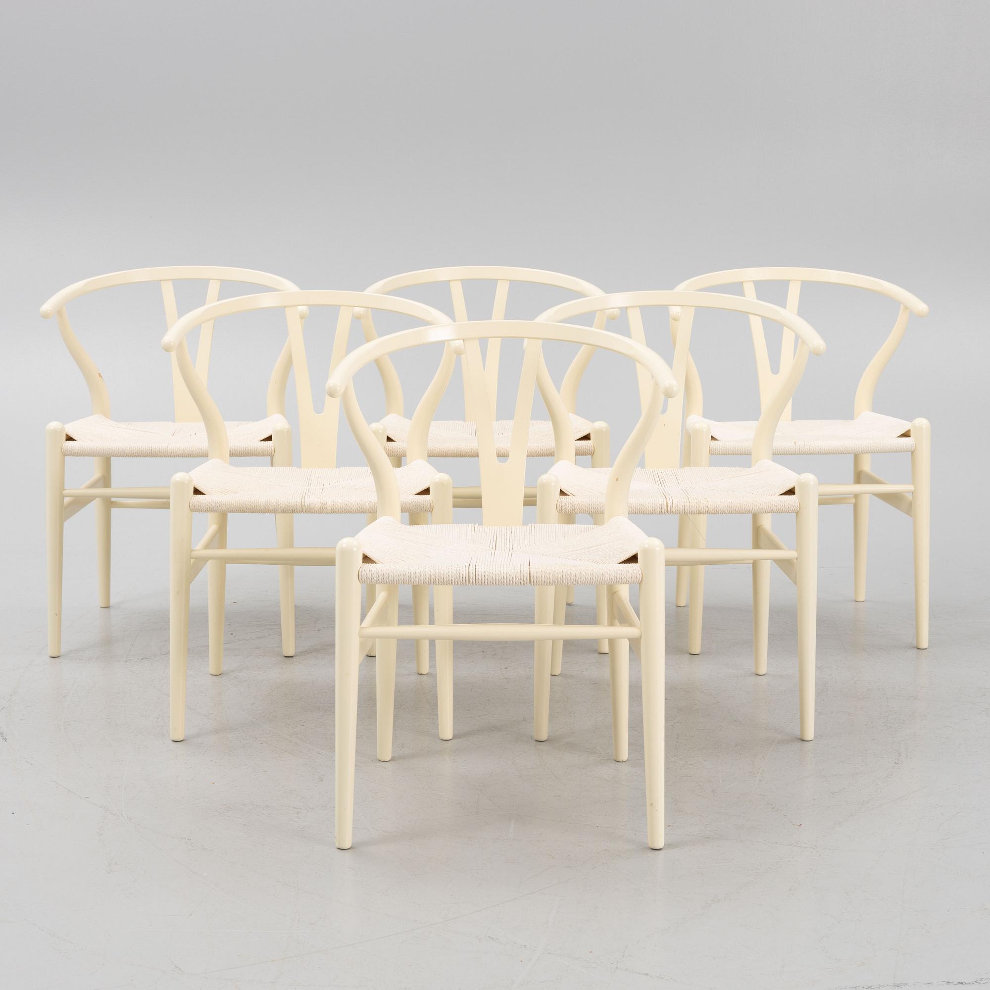 Hans J. Wegner, stolar, 6 st, modell CH24, "Y-stolen, Carl Hansen & Son, Danmark.