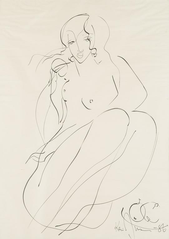 Kari Juva, ink, signed and dated -86.