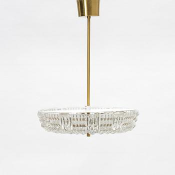 Carl Fagerlund, a glass and brass ceiling light, Orrefors.