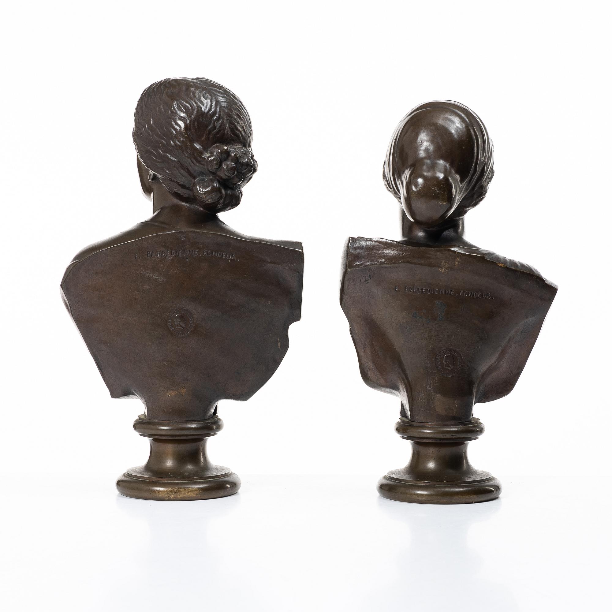 Ferdinand Barbedienne, Two busts, late 19th century.
