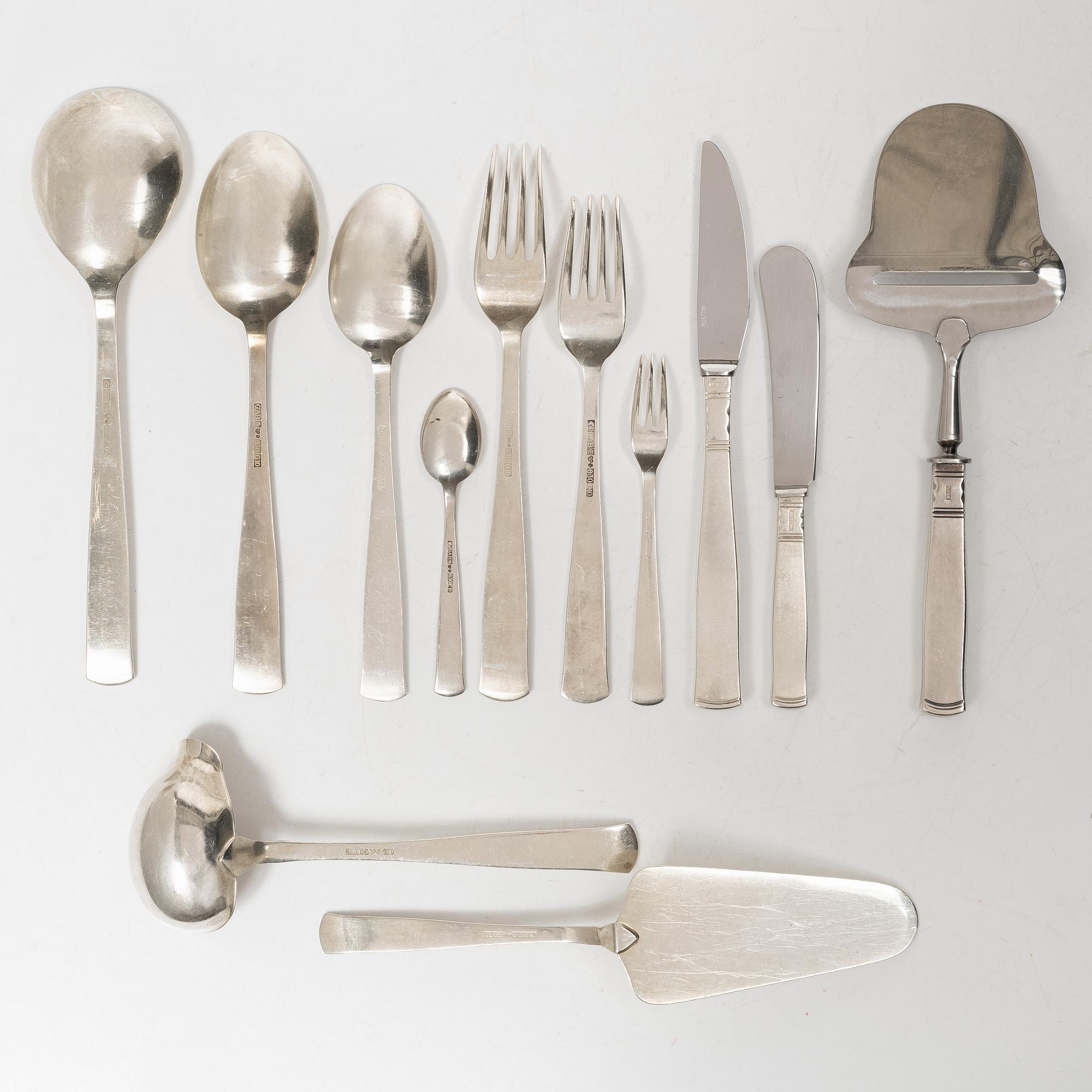 Jacob Ängman, A Swedish silver cutlery set, "Rosenholm", GAB, Stockholm and Eskilstuna, including year mark 1981 (56 pieces).