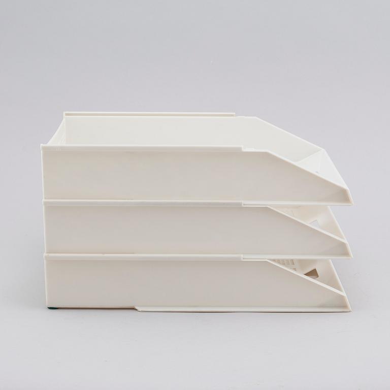 Six (3+3) journal holders and three file drawers, by Huskvarna Borstfabrik and Sinjet, 1970/80s.