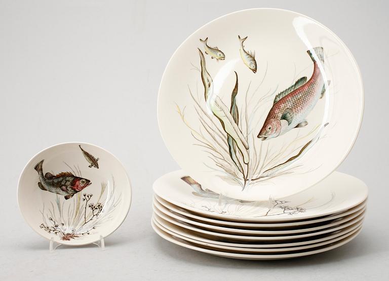 FISKTALLRIKAR, 8 st, porslin, "Fish", Johnson Bros, England.