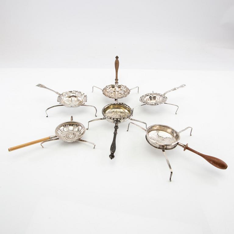 Tea spiders 6 pcs silver 19th century.