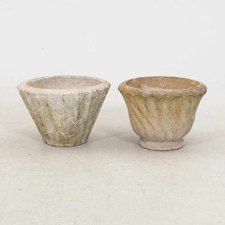 A pair of concrete garden pots middle of the 20th century.