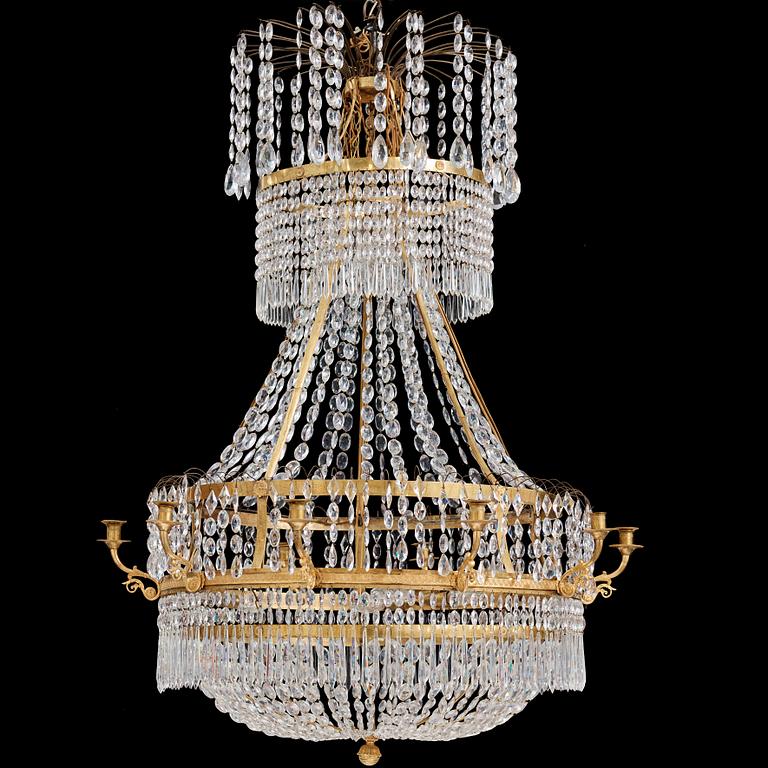 A Swedish Empire ten-light chandelier, early 19th century.