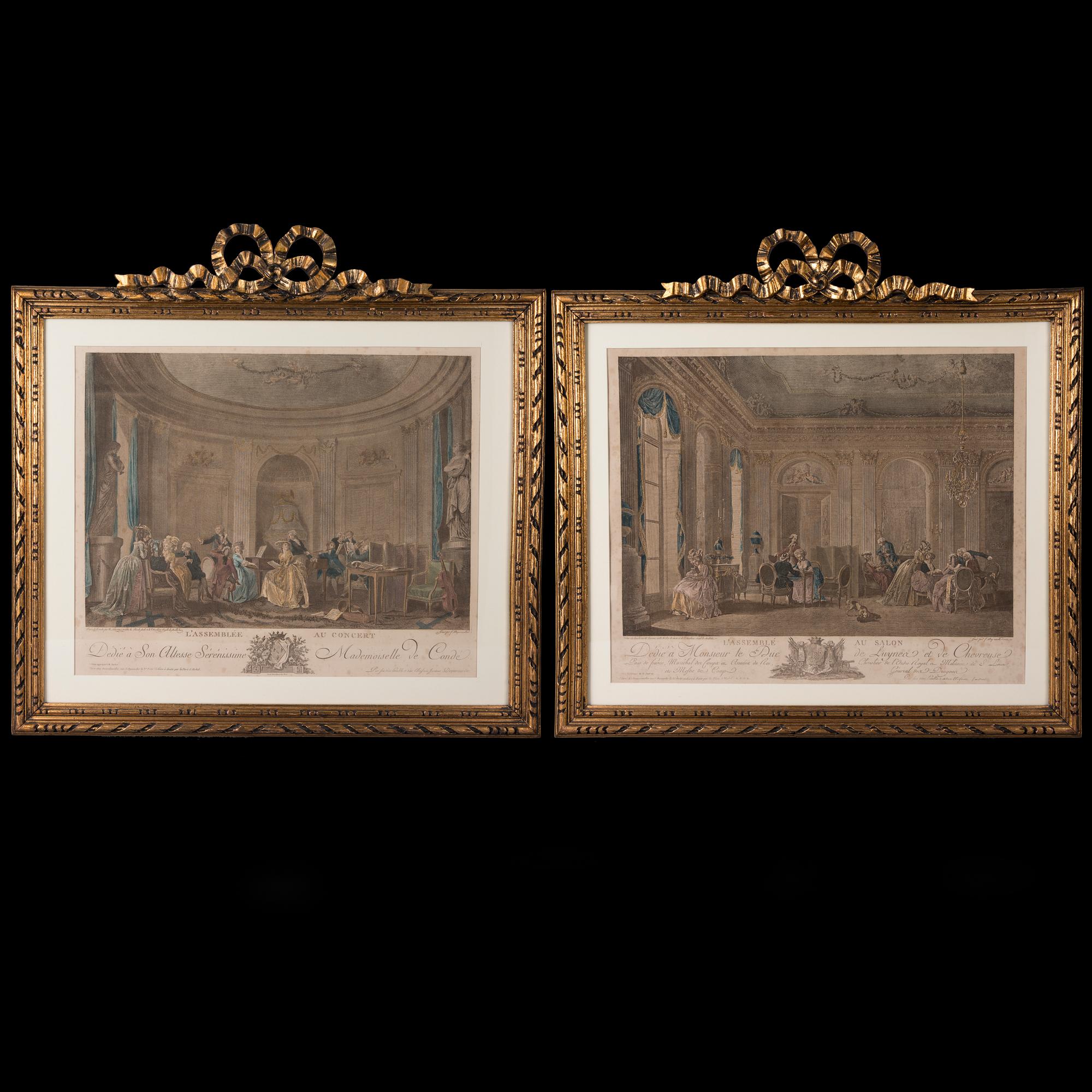 NICLAS LAFRENSEN D.Y, efter, ett par, kopparstick, delvis kolorerade, sent 1700-tal.