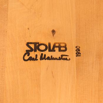 Carl Malmsten, a set of six "Lilla Åland" chairs, Stolab, dated 1990-1992.