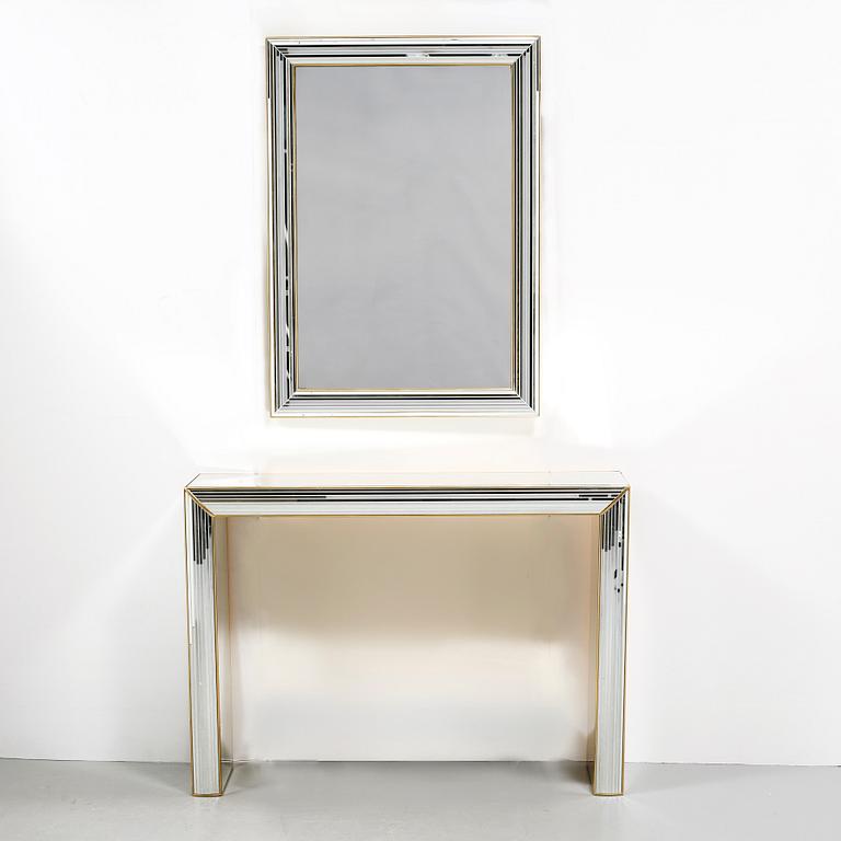 A late 20th century mirror and console table by Deknudt, Belgium.