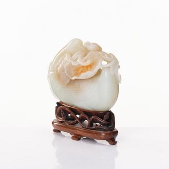 Skulptur, nefrit. Qingdynastin (1644-1912).