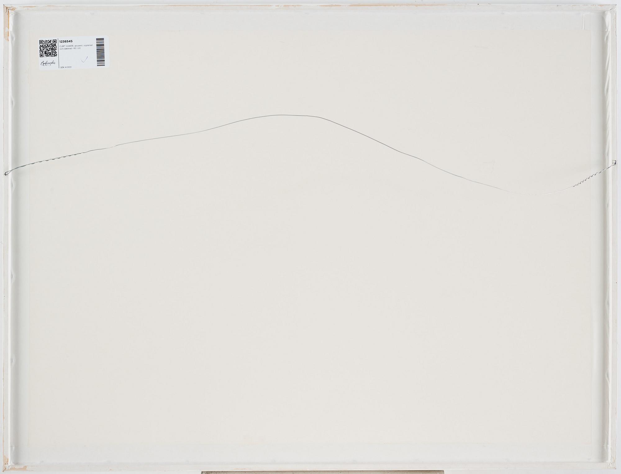 CURT ASKER, watercolor, signed and dated -90.