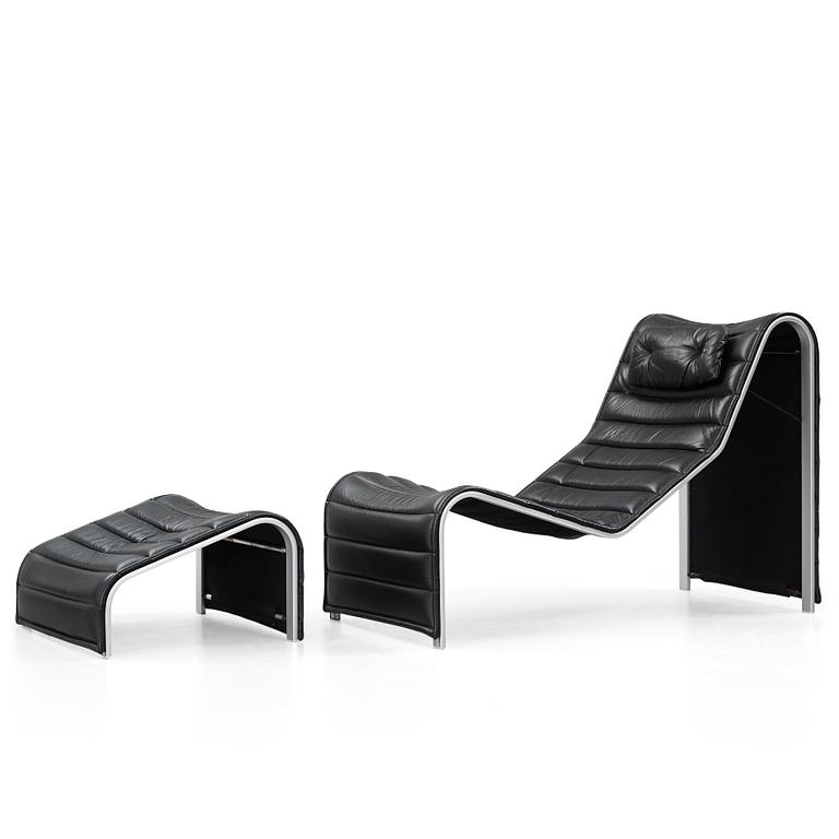 Eric Sigfrid Persson, a 'Flytande Design' lounge chair and ottoman from Möbelkultur AB, Sweden, post 1972.