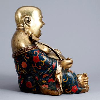 BUDAI, mässing, emalj, Kina 1900-tal.