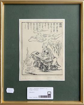 JAPANSKA TRÄSNITT, 7 st, troligen Tachibana.