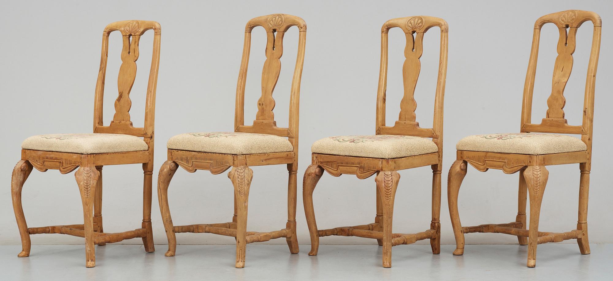 STOLAR, 4 st, senbarock, 1700-talets mitt.
