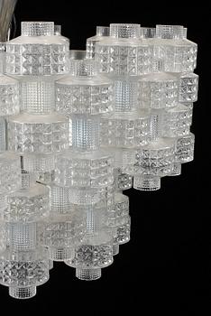 TAKLAMPA, "Festival", Gert Nyström, Orrefors/Fagerhult. 1900-talets andra hälft. Höjd ca 45 cm.