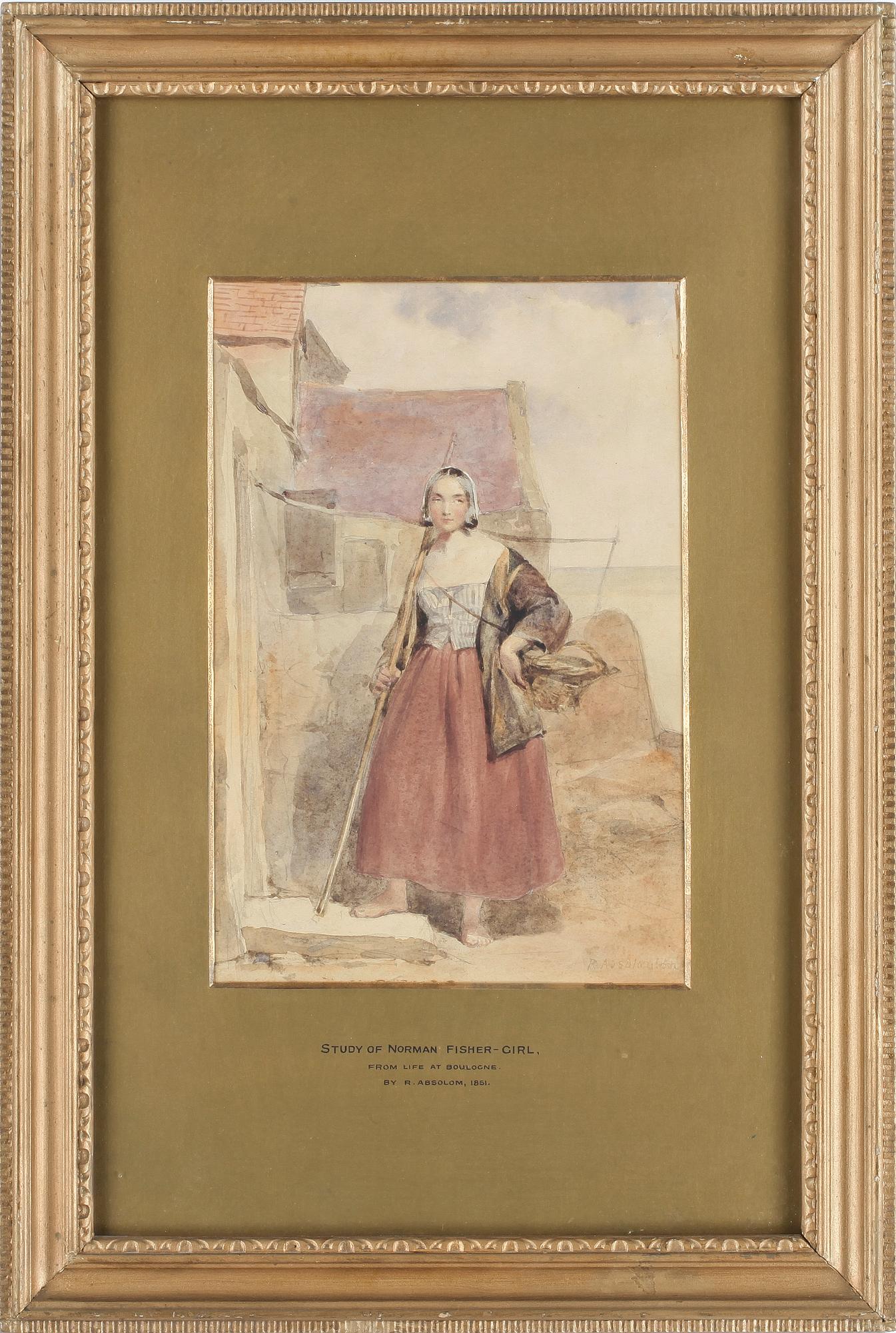 OKÄND KONSTNÄR, akvarell på papper, sign R. Absolom, 1800-tal.