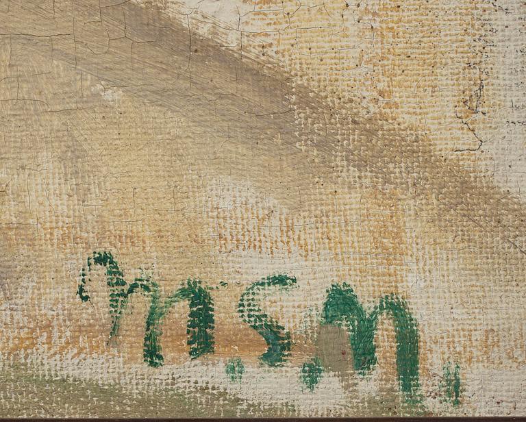 MAJA SLÖÖR-NÄRVI, öljy levylle, sign. Myös a tergo sign. ja päiv. 1945.