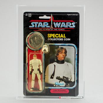 STAR WARS, Luke Skywalker stormtrooper POTF 92 back AFA80 Y-NM, Kenner 1985.