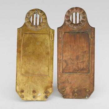 VÄGGLAMPETTER, mässing, jugend, 1900-talets första hälft.