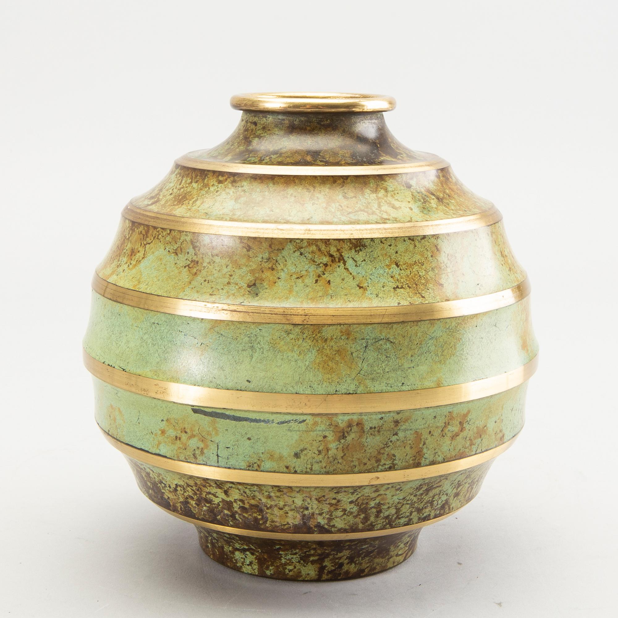 Vase, bronze, art deco, Svenska Metallverken, 1920's-30's.