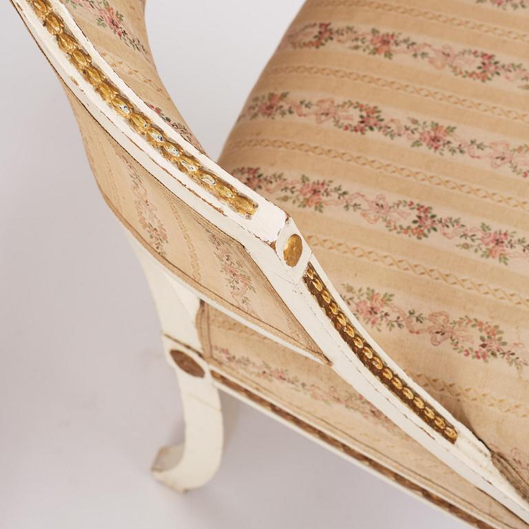 A pair of late-Gustavian open armchairs, Stockholm, late 18th century.