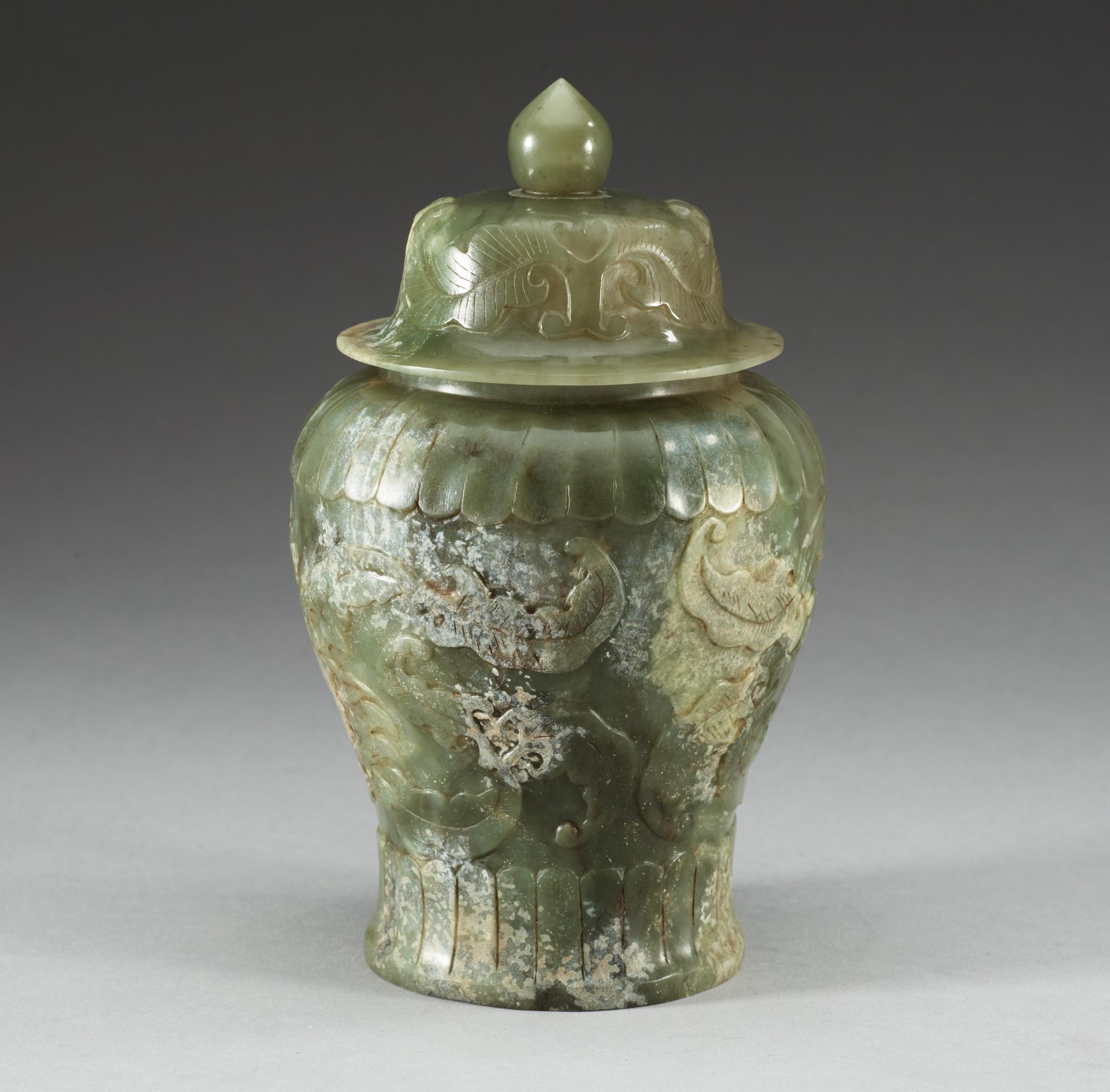 A carved nephrite vase, China.