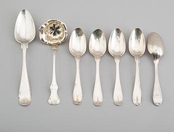 SKEDAR, 7 delar, silver, svenska stämplar 1800-tal. Vikt ca 289 gram.