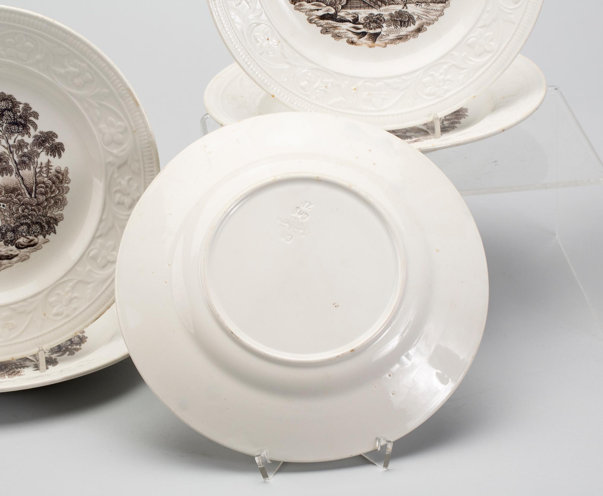 TALLRIKAR, flintgods, 6 st, Rörstrand, 1800-talets andra hälft.