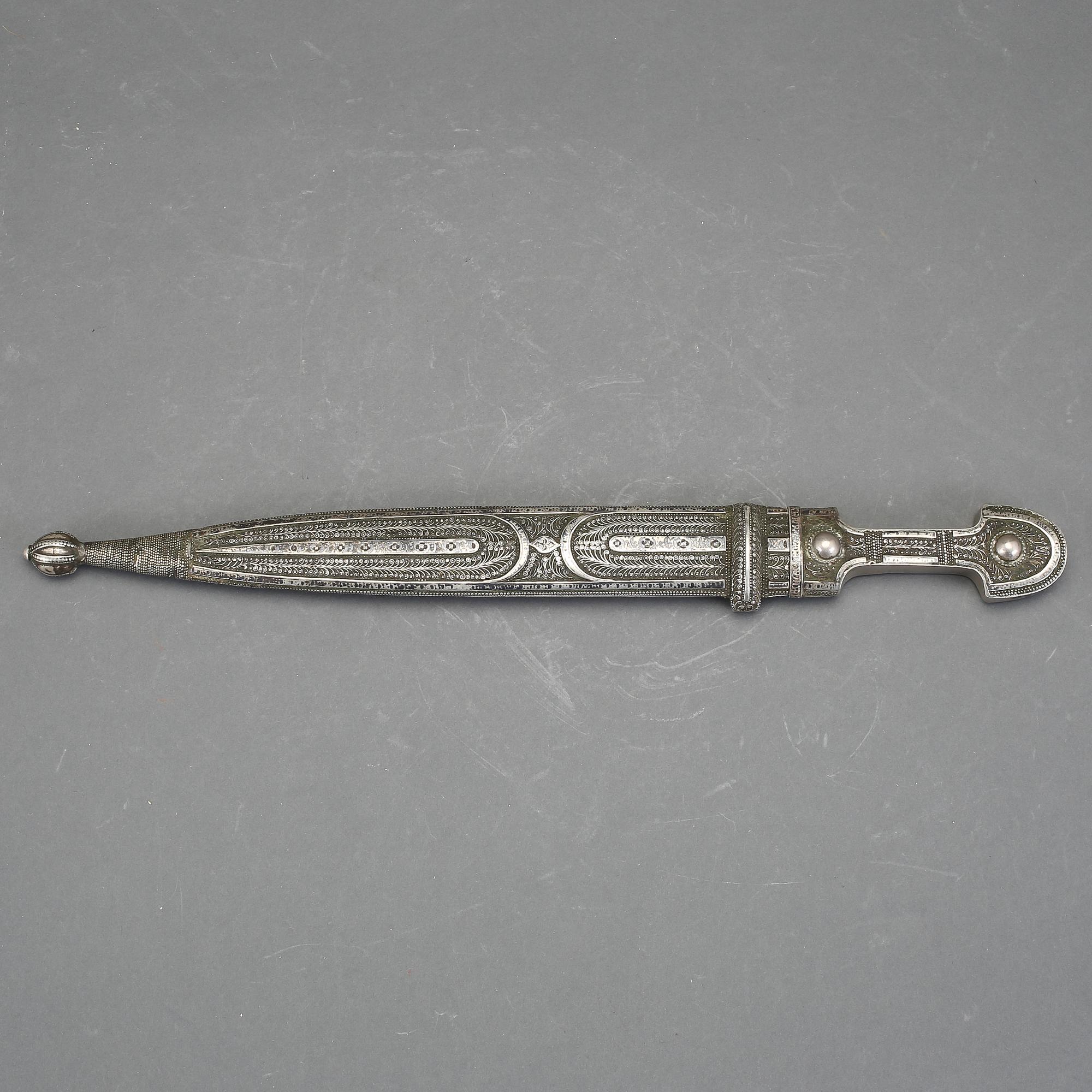 KINJAL, Kaukasien, mestadels silver, 1800-tal.