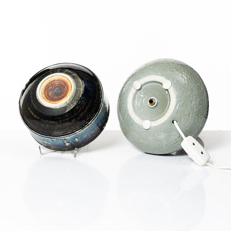 Carl-Harry Stålhane, bowl and Charlotte Hamilton, table lamp, stoneware, Rörstrand.