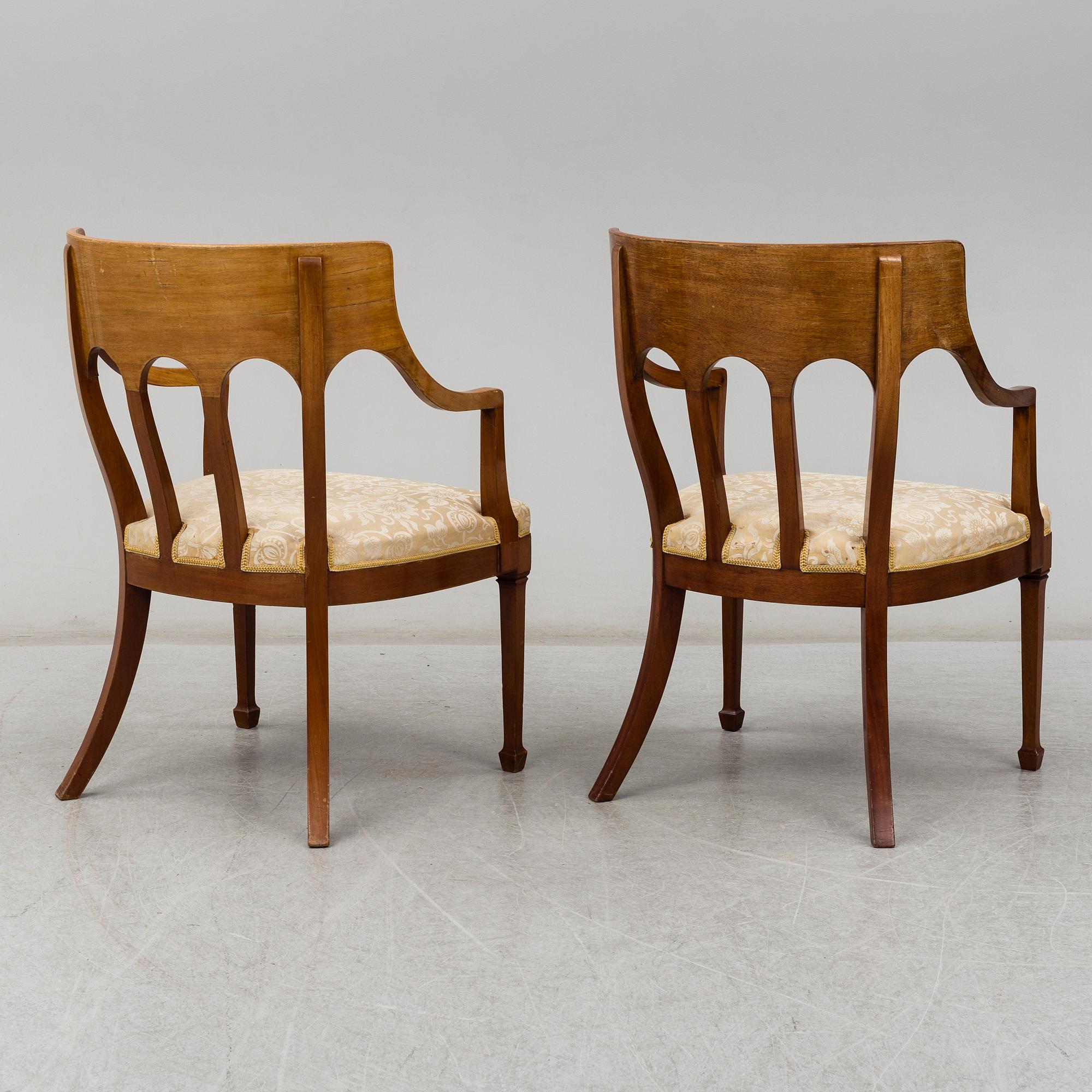 KARMSTOLAR, ett par, art nouveau, 1900-talets början.