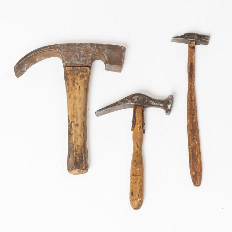 Hammare och tjäckla, tre stycken, 1800-tal.