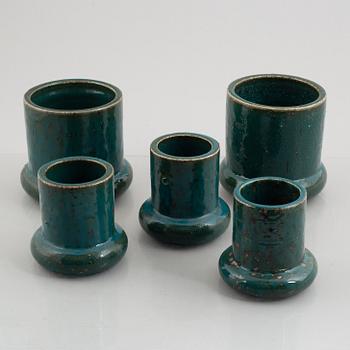 Marianne Westman, five stoneware vases, Rörstrands Ateljé, Sweden.