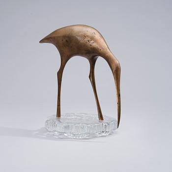 TAPIO WIRKKALA, A BIRD SCULPTURE. Snipe. Stamped Made in Finland, Kultakeskus Oy, Design: Tapio Wirkkala. Late 1970s.