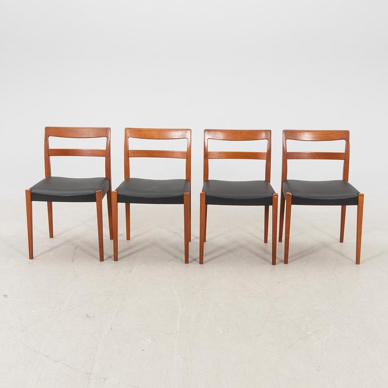 Nils Jonsson, a set of four mid 1900s teak chairs Bjärnum.