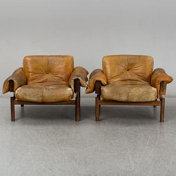 PERCIVAL LAFER, a pair of leather and rosewood easy chairs, MP Lafer, Brasil, 1960/70s.