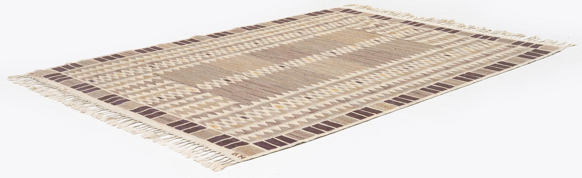 Barbro Nilsson, a carpet, 'Salerno grå', ('Kristianstad'), flat weave, c. 259 x 189 cm, signed AB MMF BN.