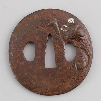 TSUBA, järn, mitten Edo, (Edo 1603-1868).