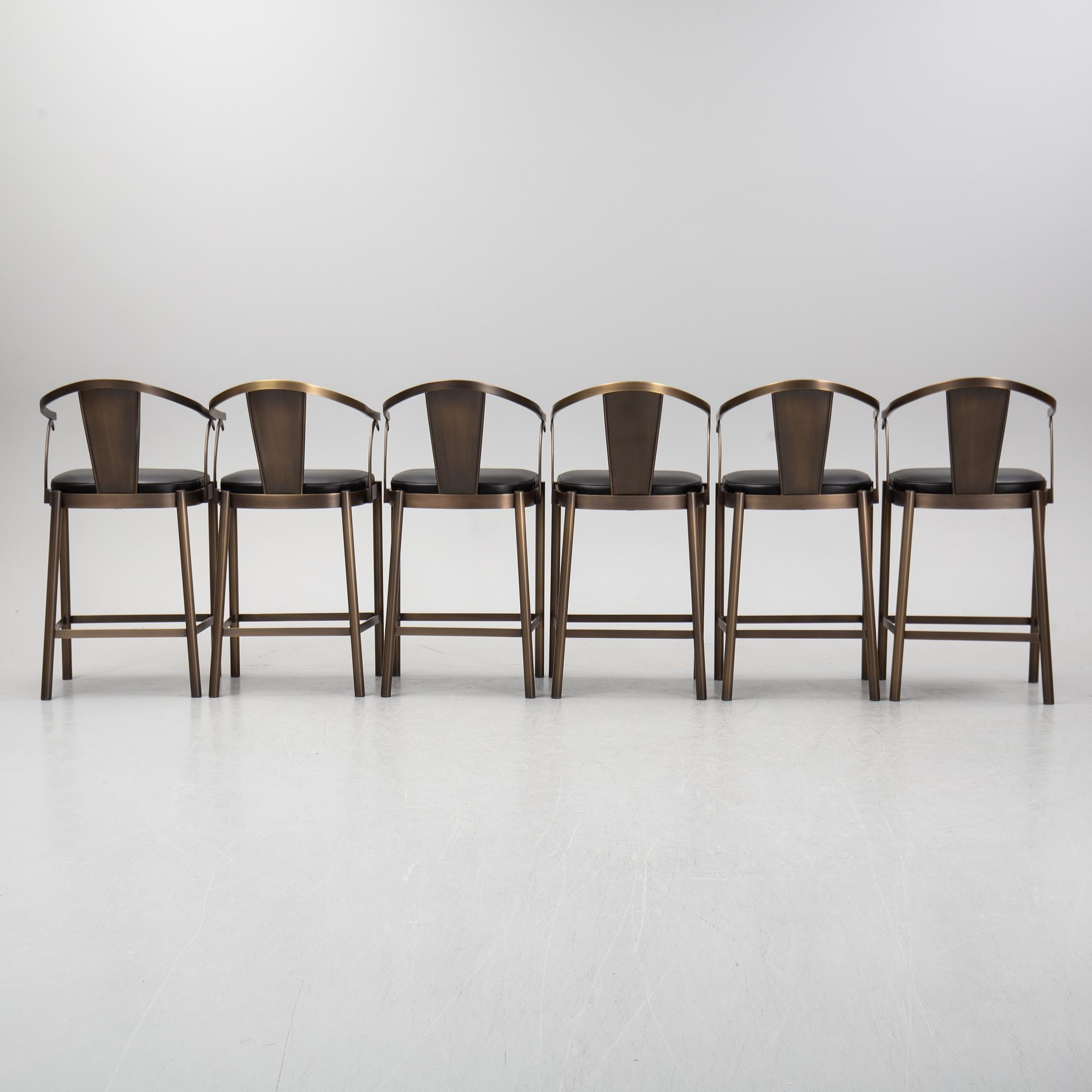 A set of six bar stools/chairs, Promemoria Furniture, Italy, 21 st century.