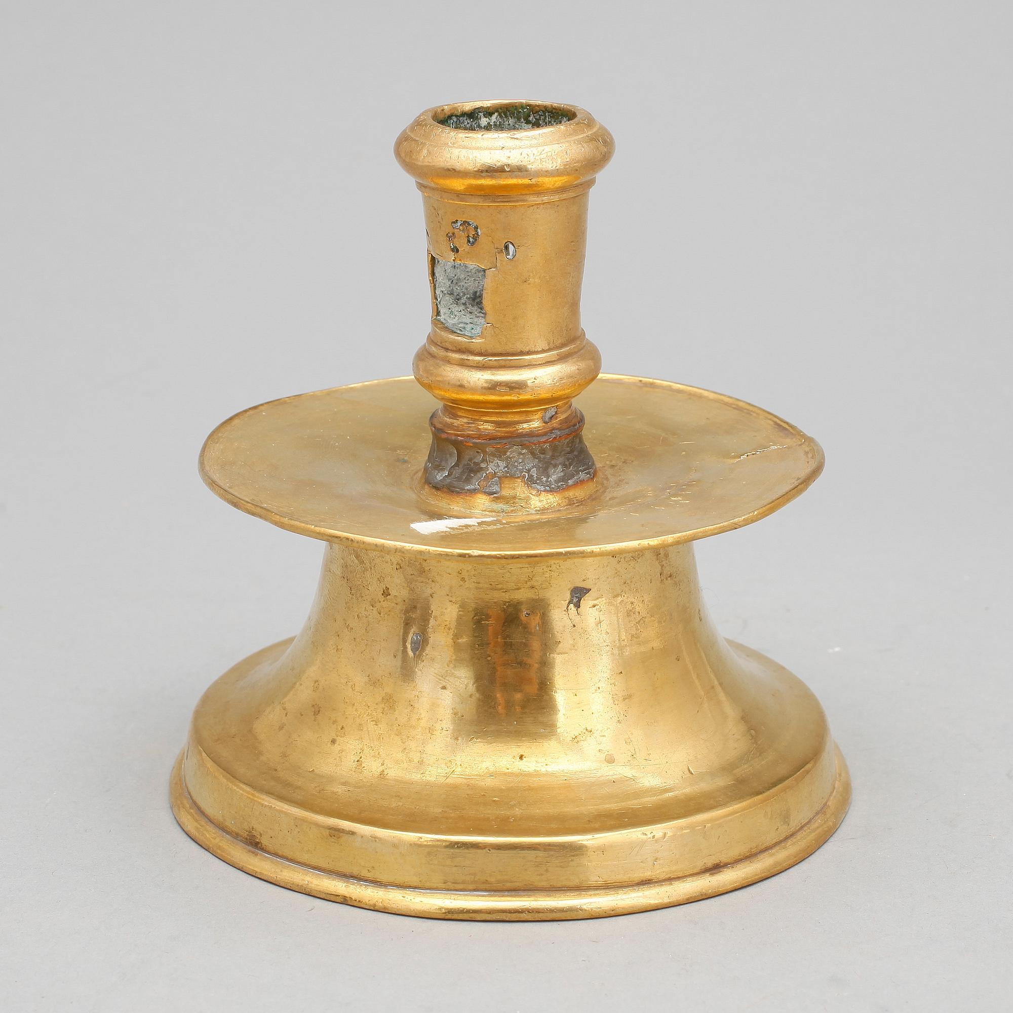 LJUSSTAKE, mässing, flamländsk/nederländsk, 1500-tal.