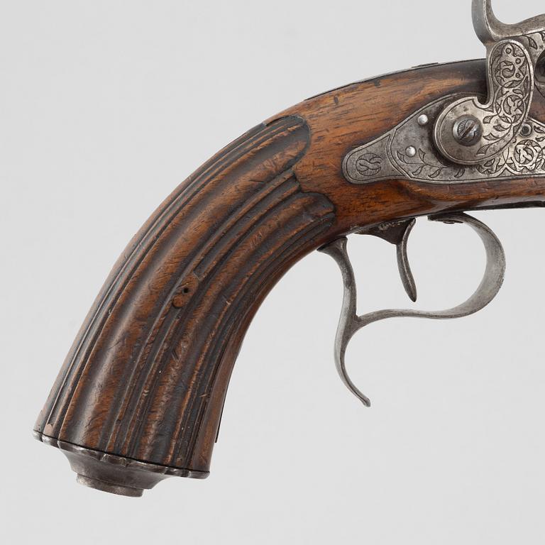 Percussion pistols, a pair, 1850s, Belgium.