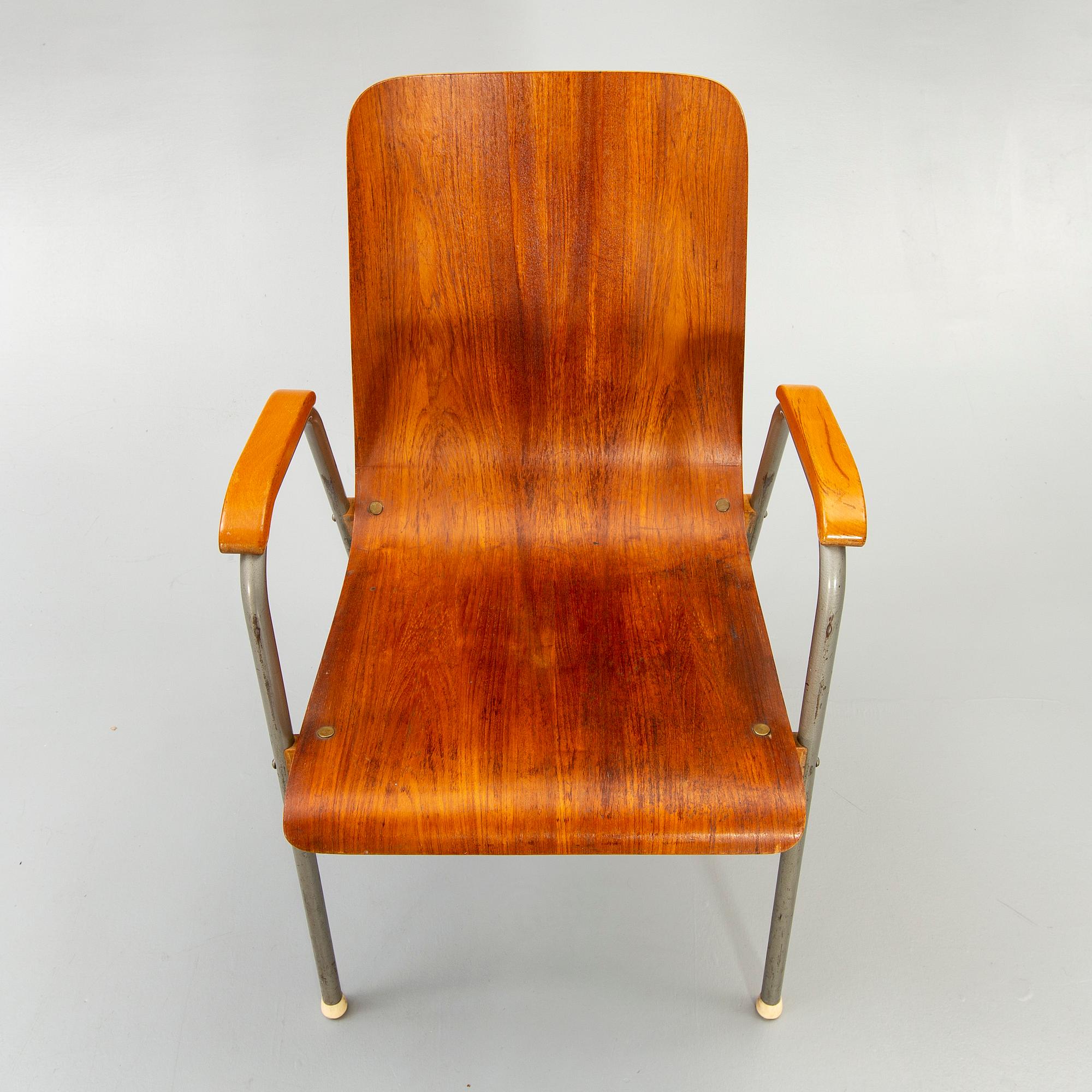 Armchairs, 6 pcs, mid-20th century.