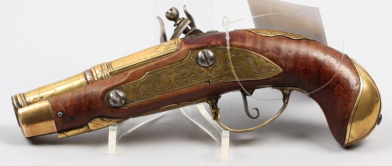 FLINTLÅSPISTOL, sent 1700-tal.