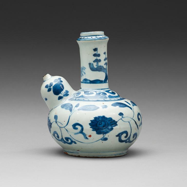 A blue and white kendi, Ming dynasty, (1368-1644).