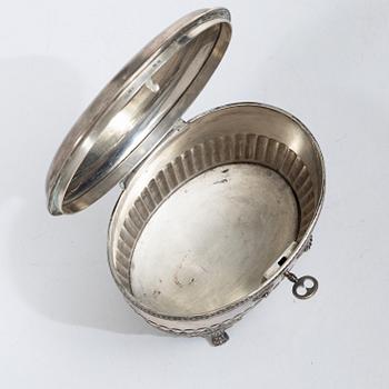 Sockerskrin, silver, gustaviansk stil, CG Hallberg, 1922.